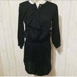 Gap Black Drawstring Ruffle Dress Size XS